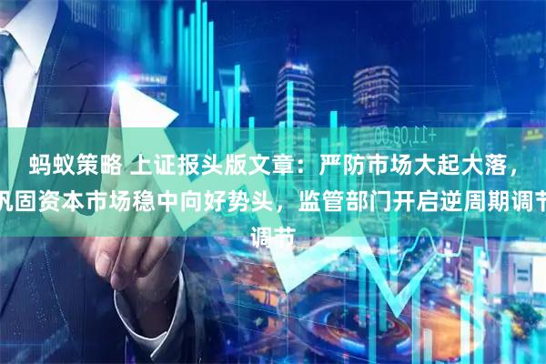 蚂蚁策略 上证报头版文章：严防市场大起大落，巩固资本市场稳中向好势头，监管部门开启逆周期调节