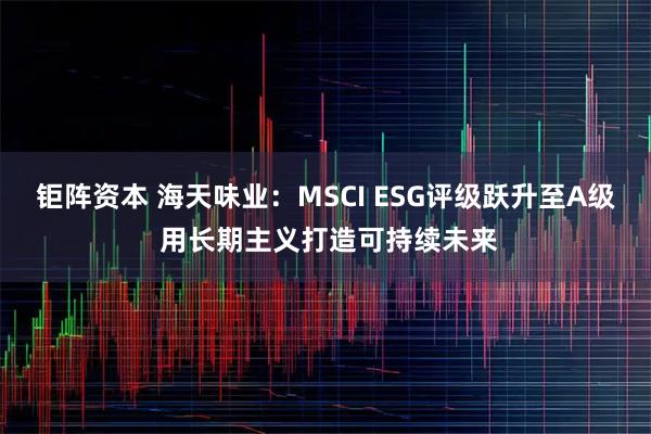 钜阵资本 海天味业：MSCI ESG评级跃升至A级 用长期主义打造可持续未来